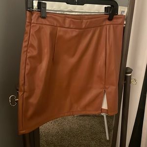 Brown leather skirt